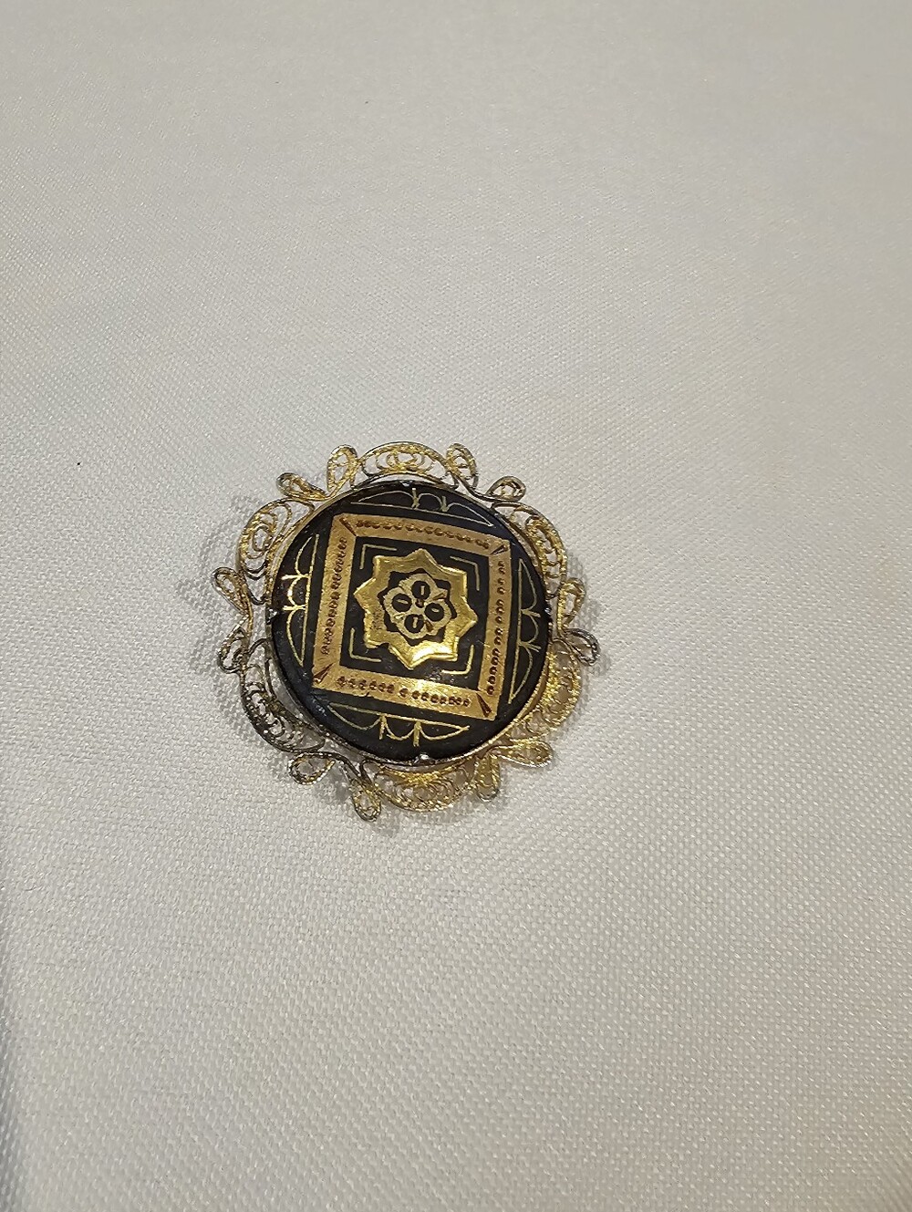 Vintage Damascene Brooch